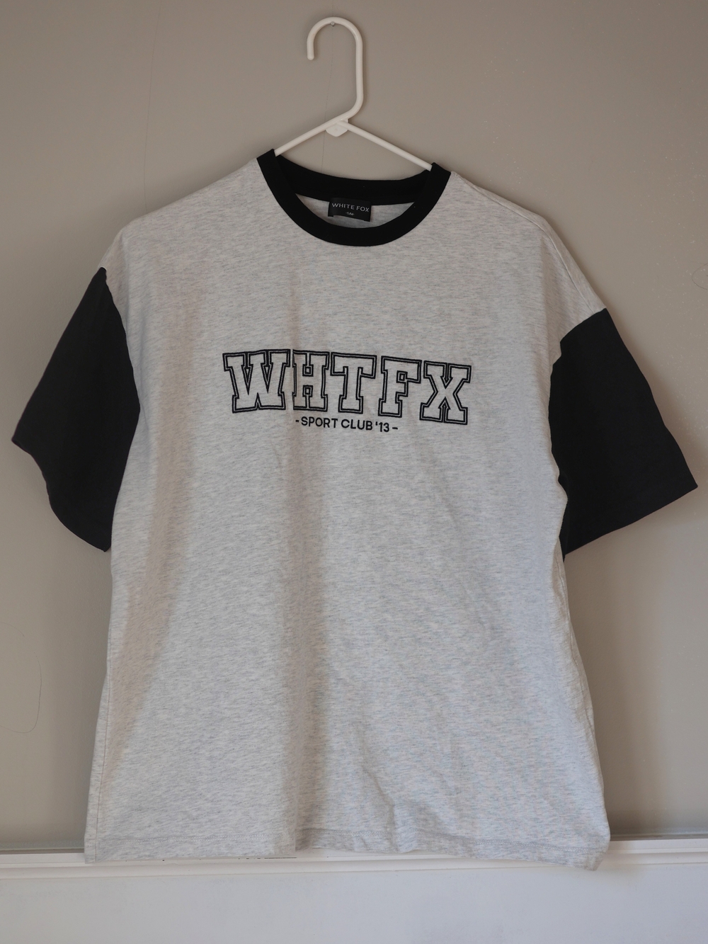 White Fox Boutique WHTFX Sport Club '13 Oversized Ringer Tee Grey Black Size S/M